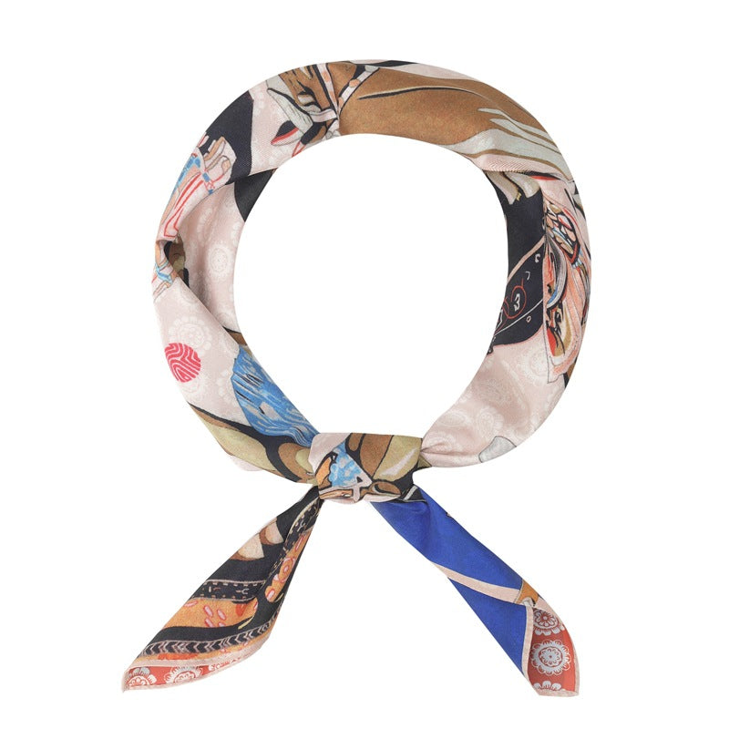 2025 new spring, summer and autumn thin headscarf double-sided printed silk scarf square scarf