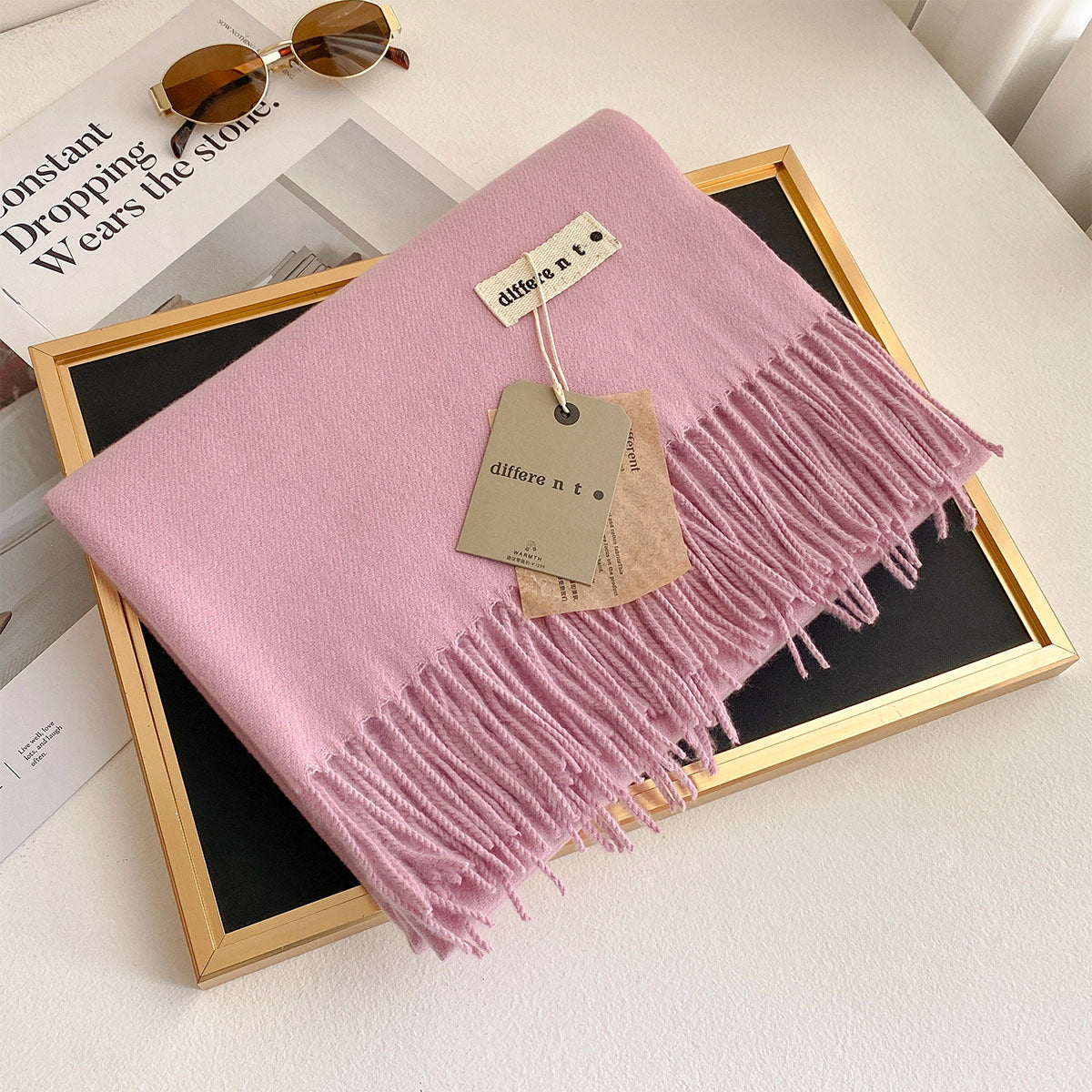 2025 Winter Imitation Cashmere Solid Color Scarf Women's Medium and Long Warm Scarf Shawl