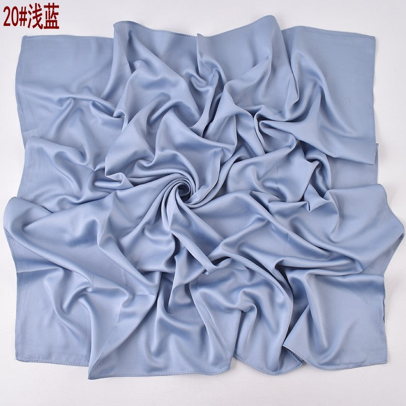 Autumn and winter new Malaysian imitation silk matte satin monochrome solid color 90 plain simple square towel batch