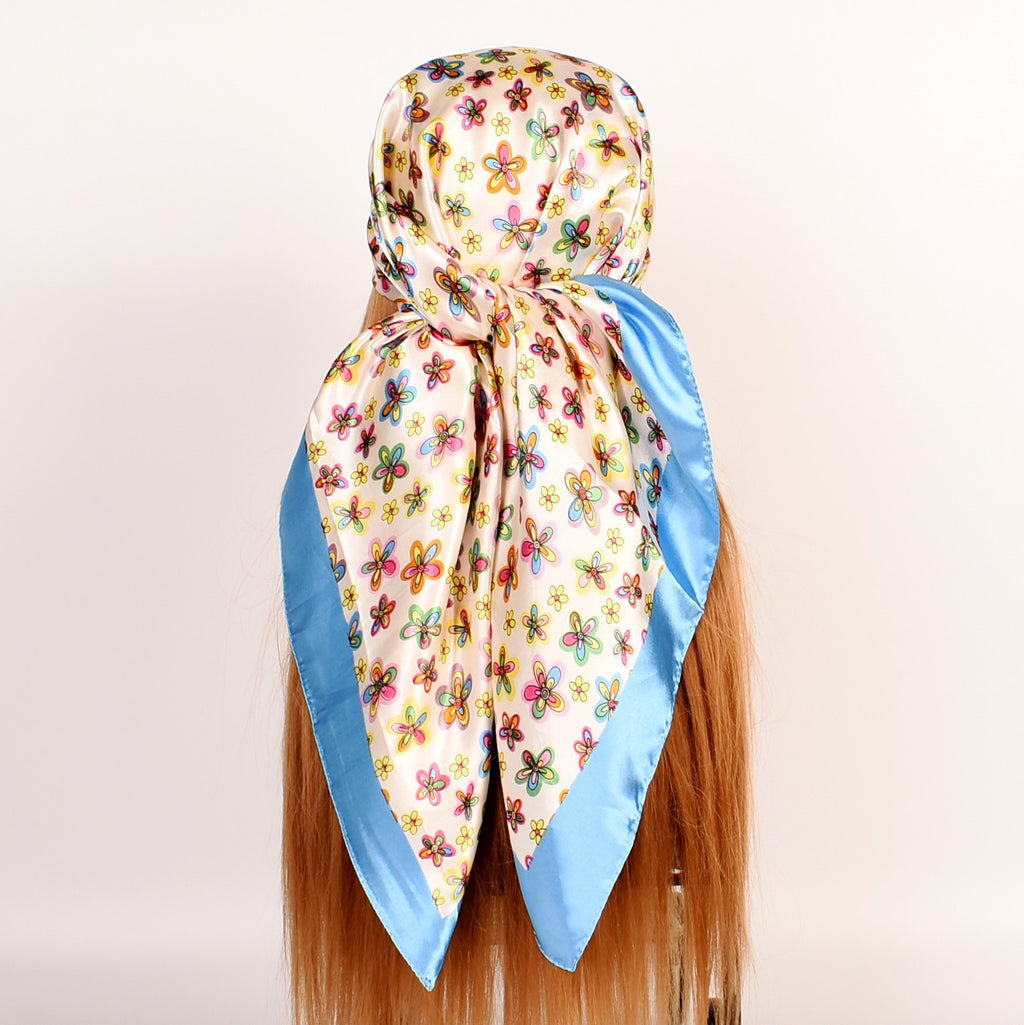 New fashionable and retro flower 90 square scarves for women, printed satin simple square silk scarves, scarves silk scarves