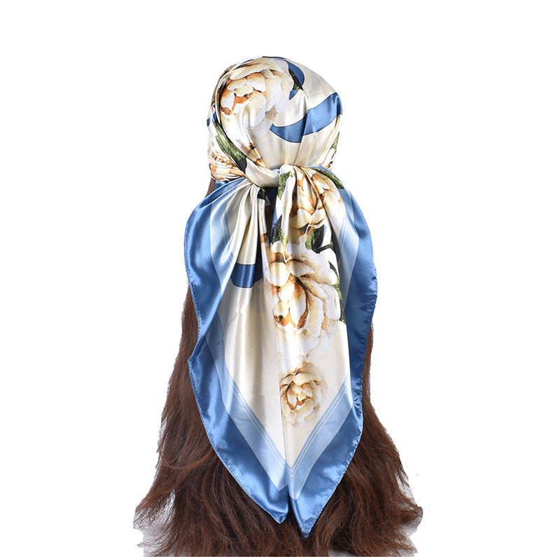 New fashionable and elegant natural flower pattern printing high-quality 90 * 90 color square towel