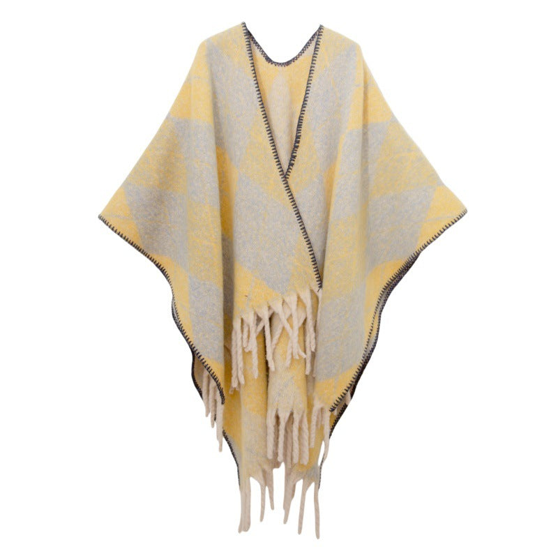 Shawl 2025 new European and American autumn and winter circle yarn imitation mohair thickened jacquard shawl