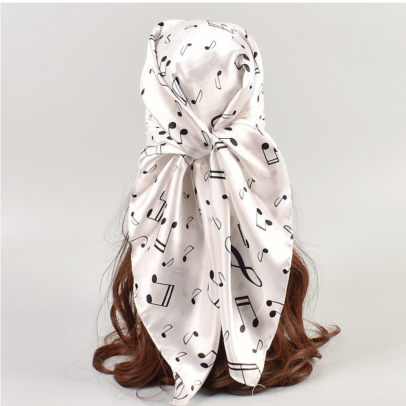 Summer new music note satin square scarf silk scarf, fashion imitation silk scarf