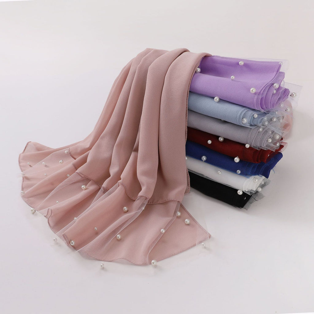 Pearl Chiffon Lace Edge Square Scarf Middle East Africa Headscarf Malaysia Indonesia Hijab