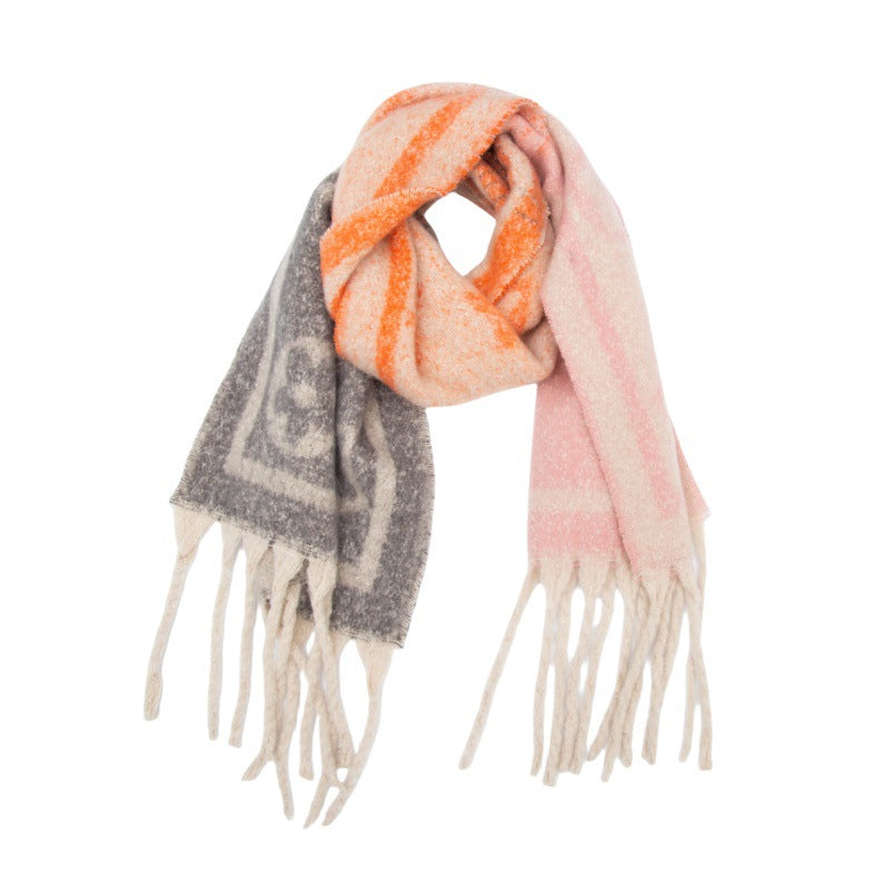 2025 new European, American autumn and winter circle yarn jacquard little star fringed scarf