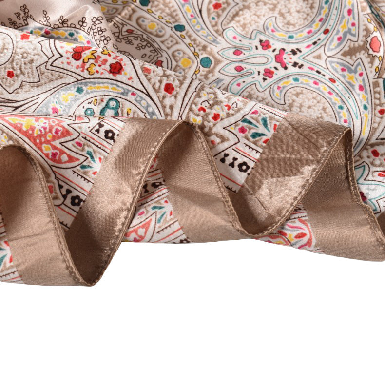 Spring new large cashew flower simulation silk 90cm satin printing scarf