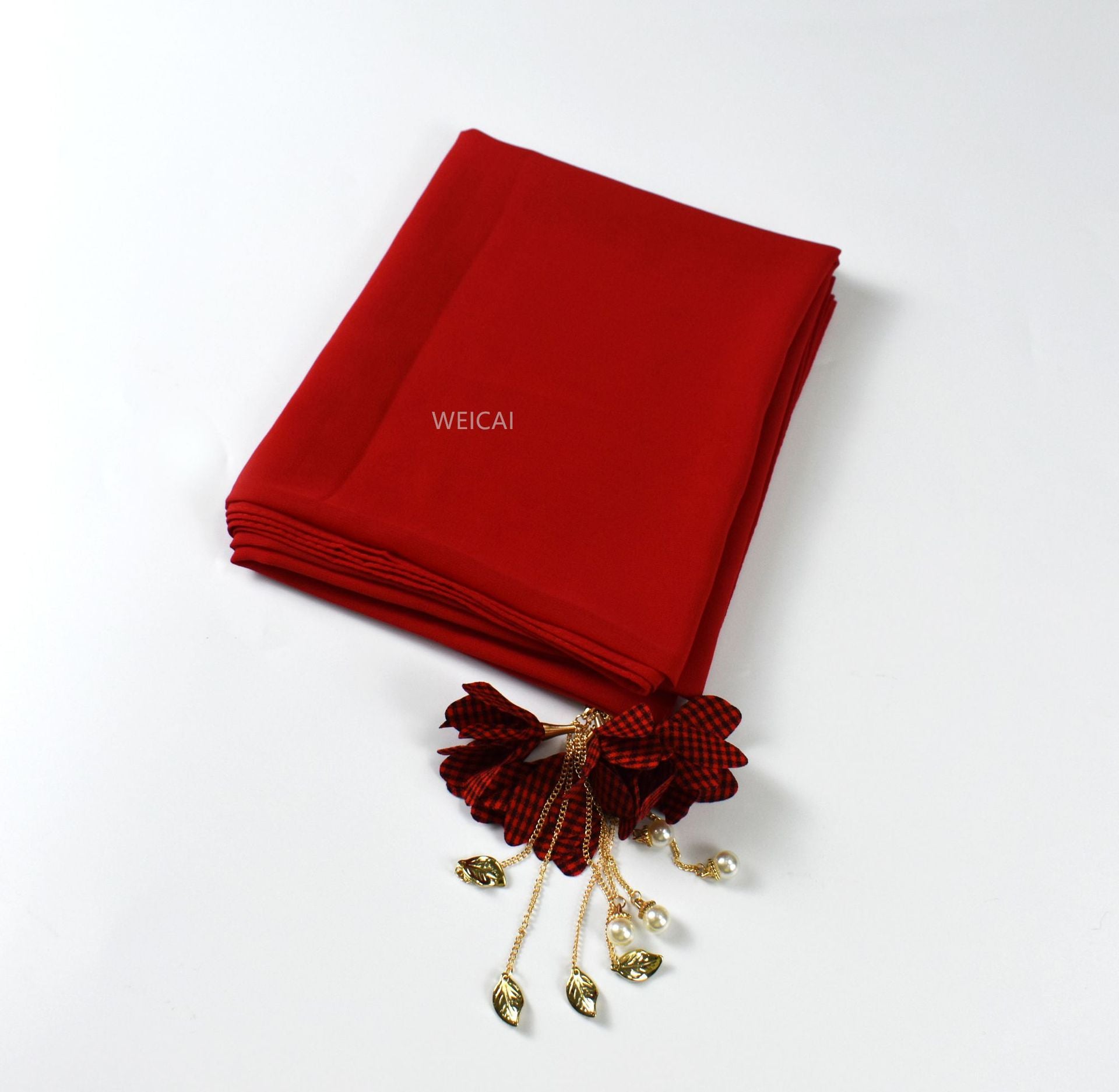 New pearl chiffon scarf women's hijab flower tassel headscarf