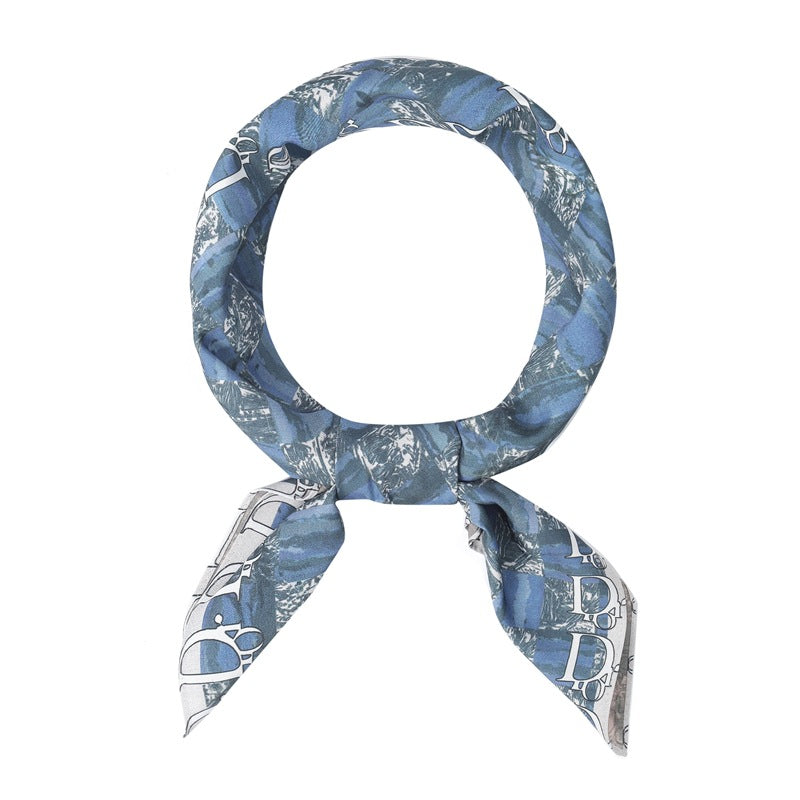 2025 new spring, summer and autumn thin headscarf double-sided printed silk scarf square scarf