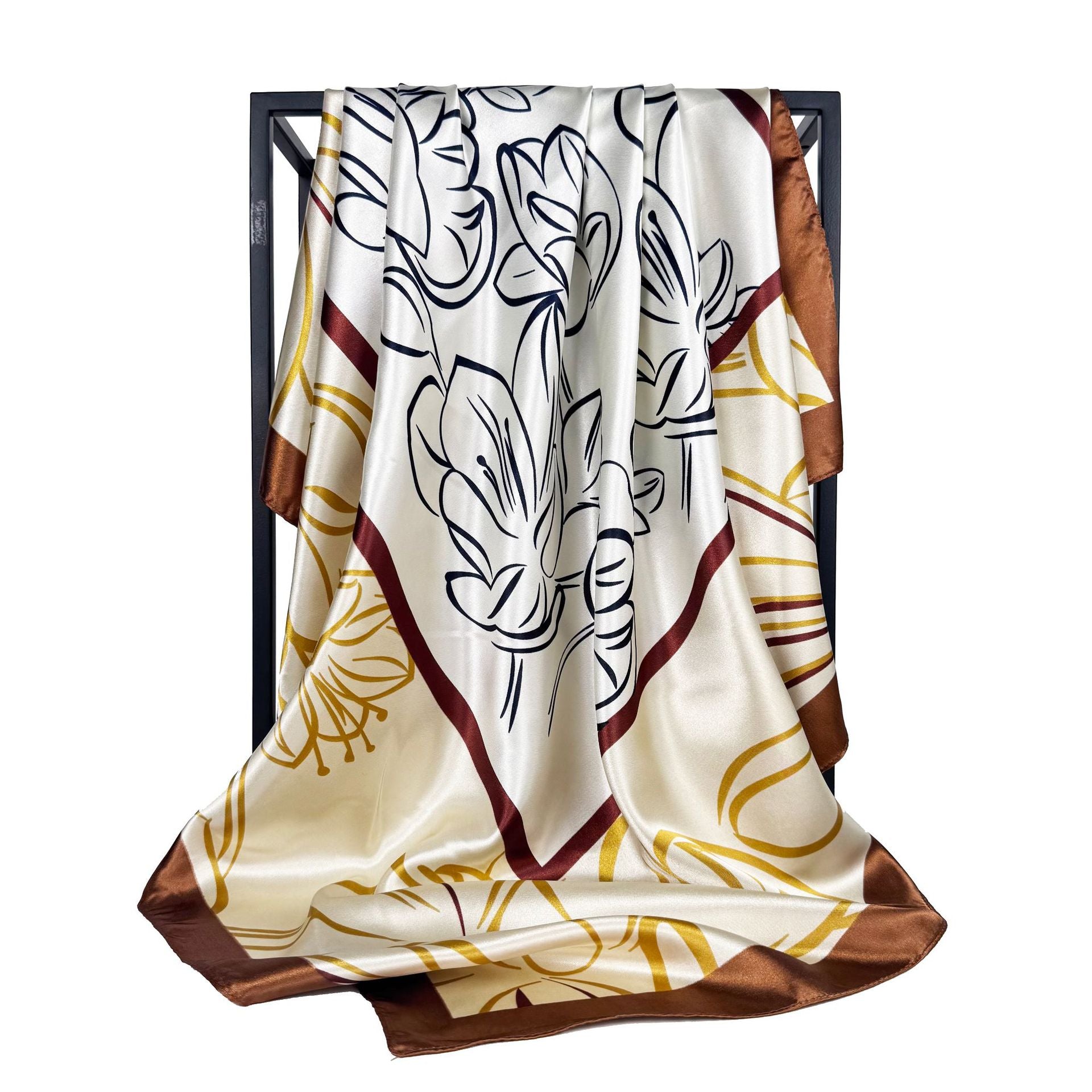 Fashion versatile fragrant cloud cashew pattern, imitation silk satin satin 90cm large square towel, ethnic women's headscarf