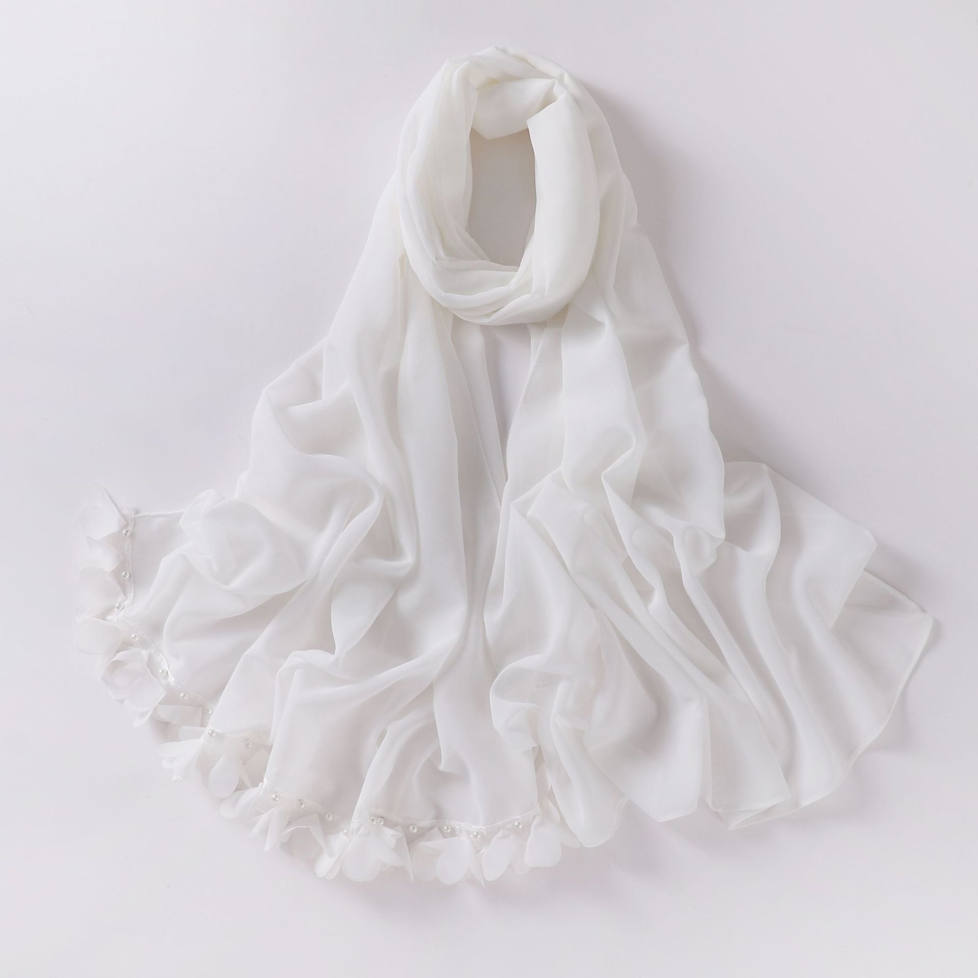 New pearl chiffon flower lace bead scarf middle east headscarf malaysia hijab