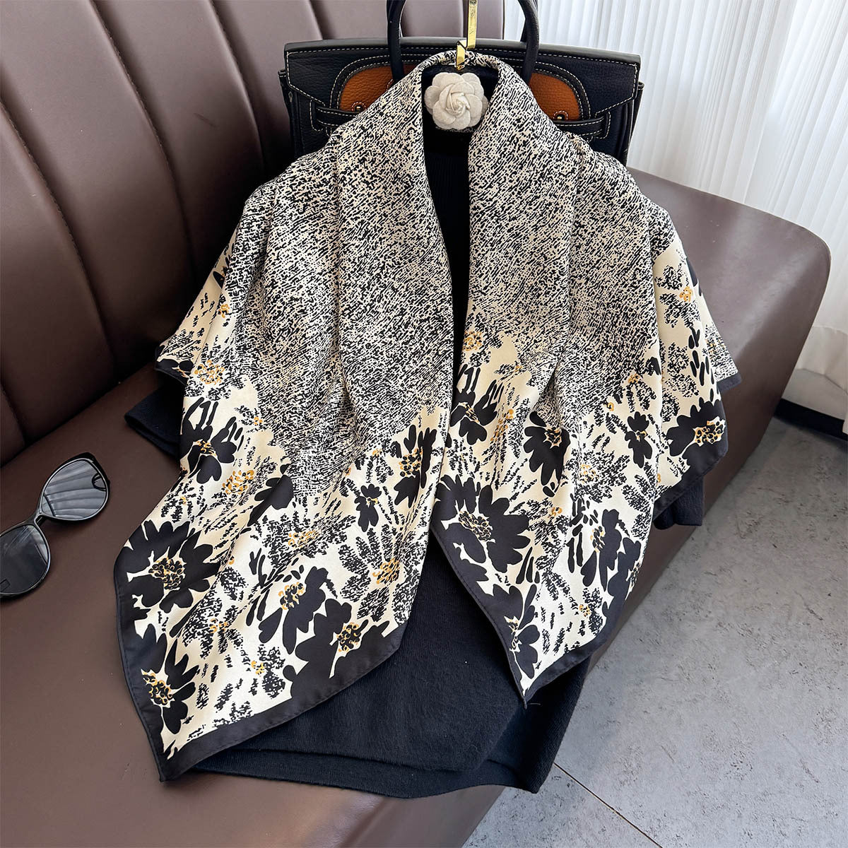 Spring and summer twill 90 square scarf travel silk scarf printed shawl flower sweet age-reducing scarf scarf multi-functional tide