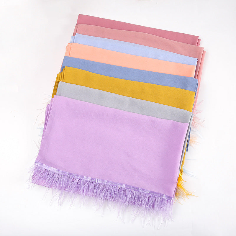 New pearl chiffon scarf feather  Middle East African headscarf hijab