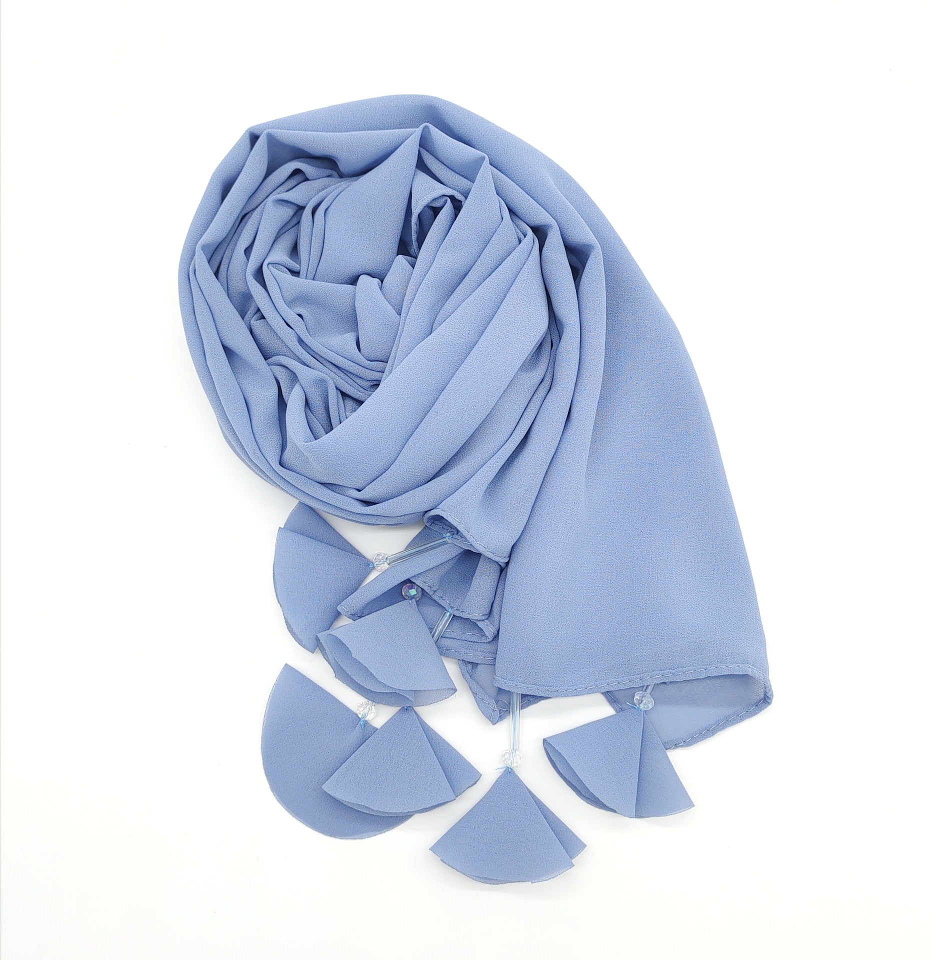 New crystal flower fringed pearl chiffon long towel women's hijab malaysia Indonesian Headscarf