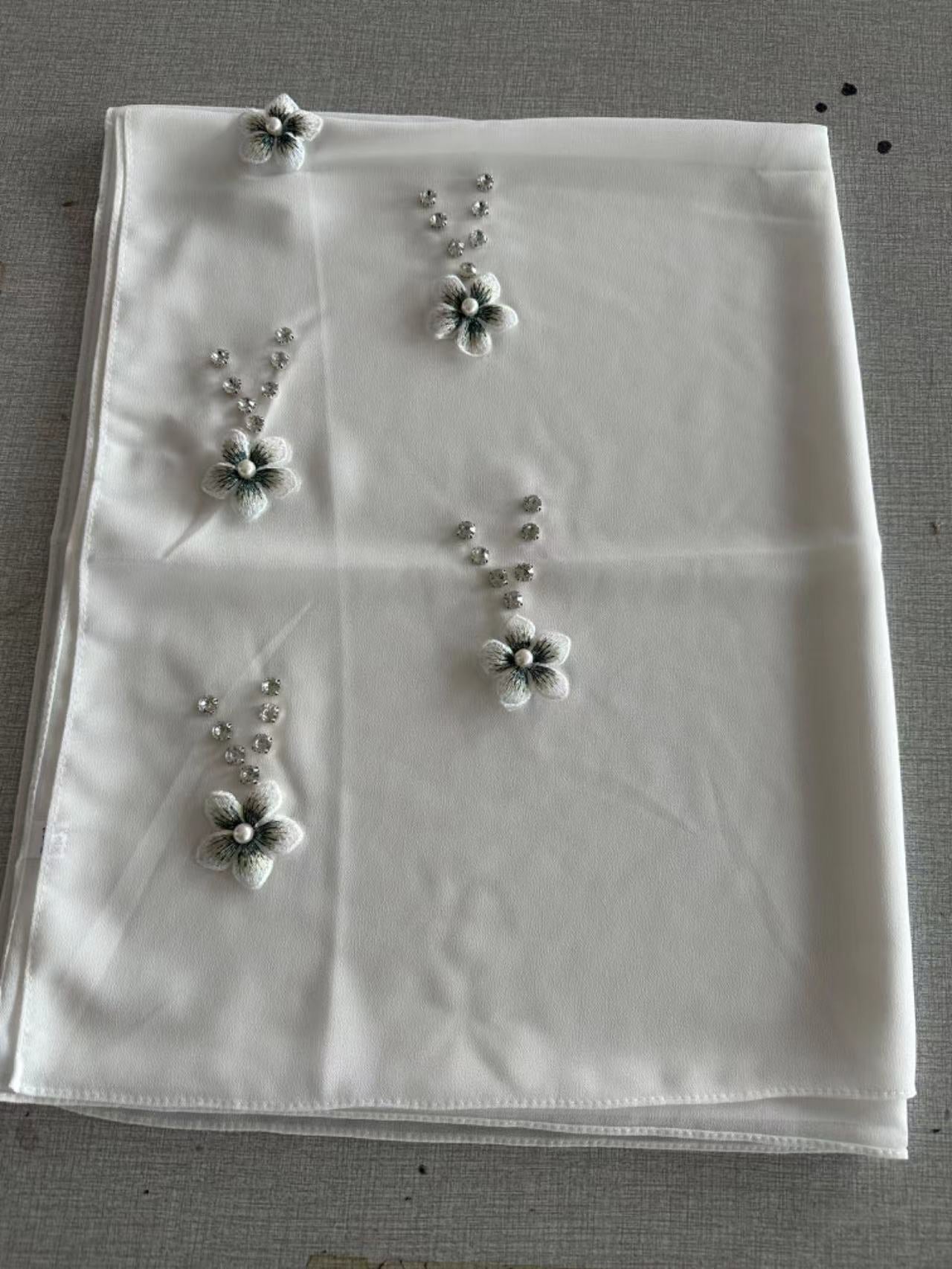 New Diamond Flower Pearl Chiffon Scarf Women's Scarf Middle East Headscarf
