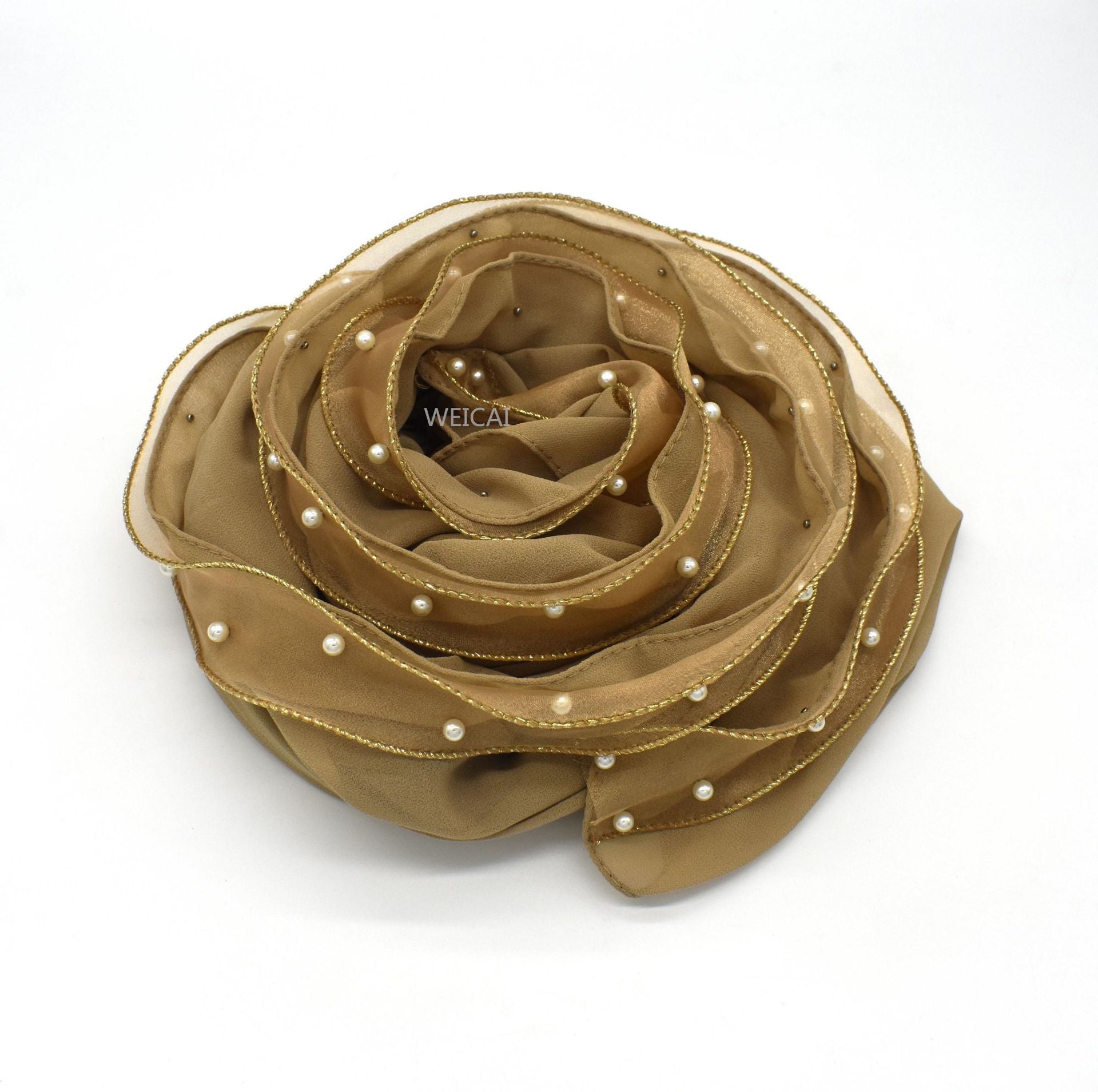 New solid color pearl chiffon bright pearl scarf bubble Hijab Malaysia Indonesia headscarf