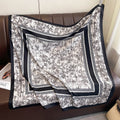 Autumn new classic bamboo leaf 90 printed large square scarf women's imitation silk high-end fashion shawl scarf