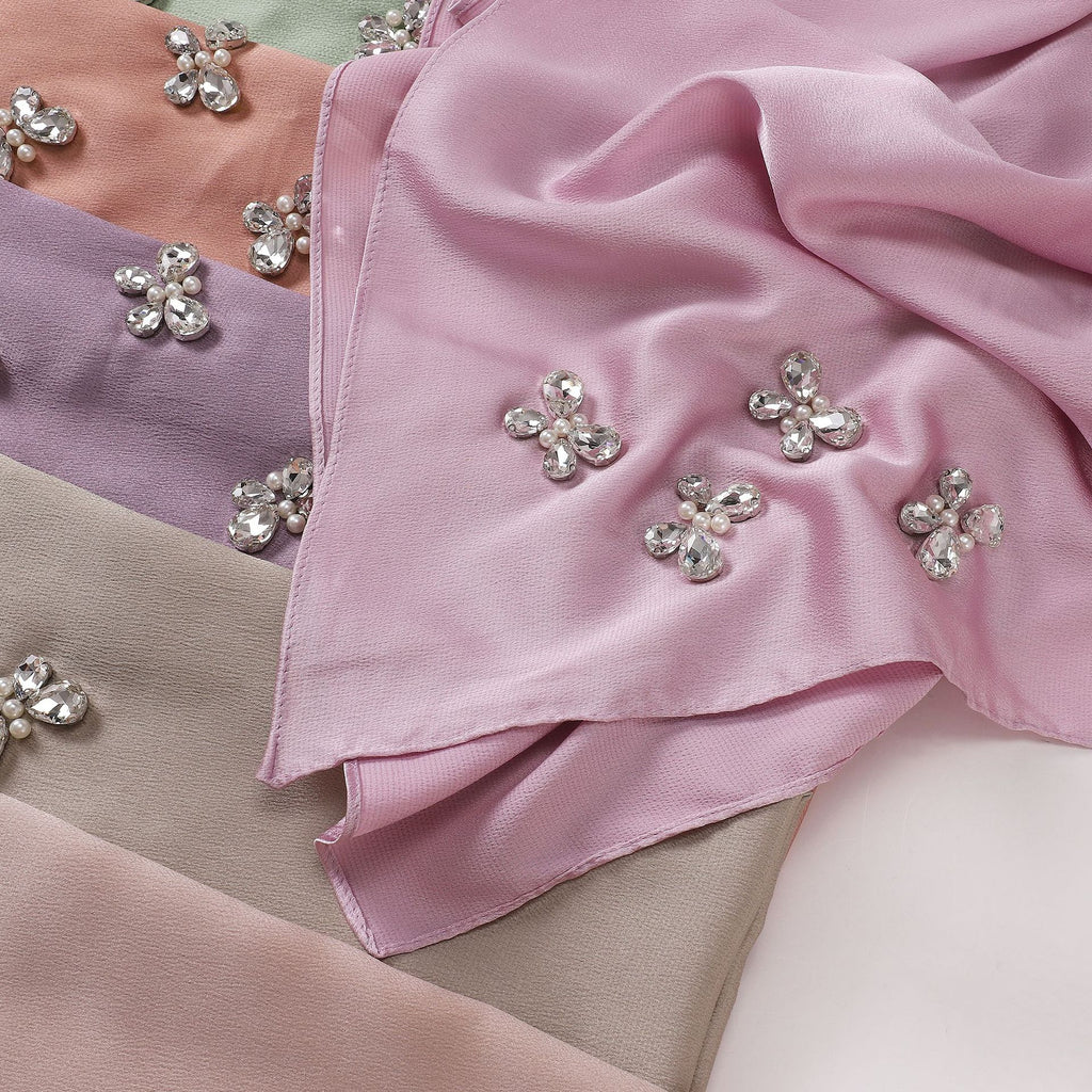 New bubble chiffon butterfly rhinestone scarf yarn South East Asia Malay headscarf hijab