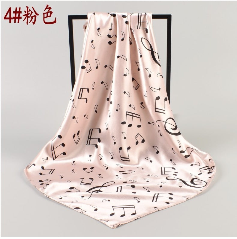 Summer new music note satin square scarf silk scarf, fashion imitation silk scarf