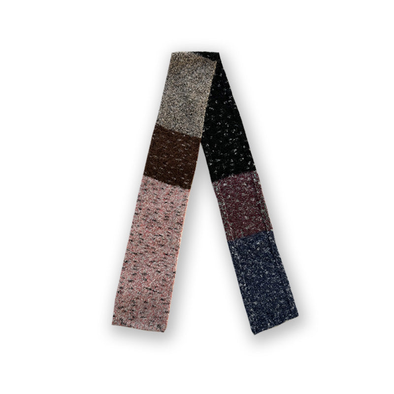 Japanese retro knitted wool thickened scarf women's autumn and winter soft color splicing atmosphere decorative scarf