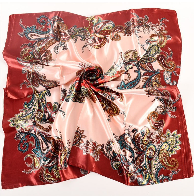 Fashion women's autumn and winter new large cashew flower large square scarf silk scarf, printed fashion headscarf