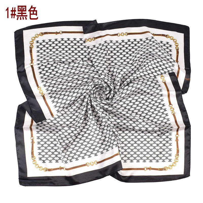 New chain, Arc de Triomphe pattern, universal in all seasons, fashionable 90-color square scarf, headscarf, scarf, silk scarf.