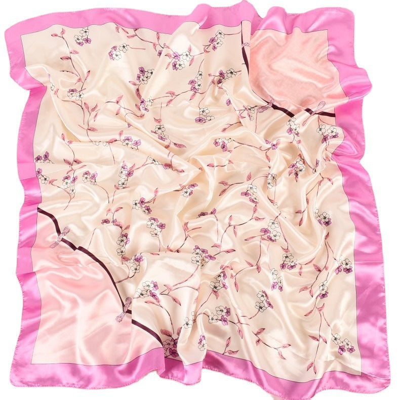 Summer new fashion small fresh plum blossom 90 square scarves women, printed fashion large silk scarves, scarves silk scarves