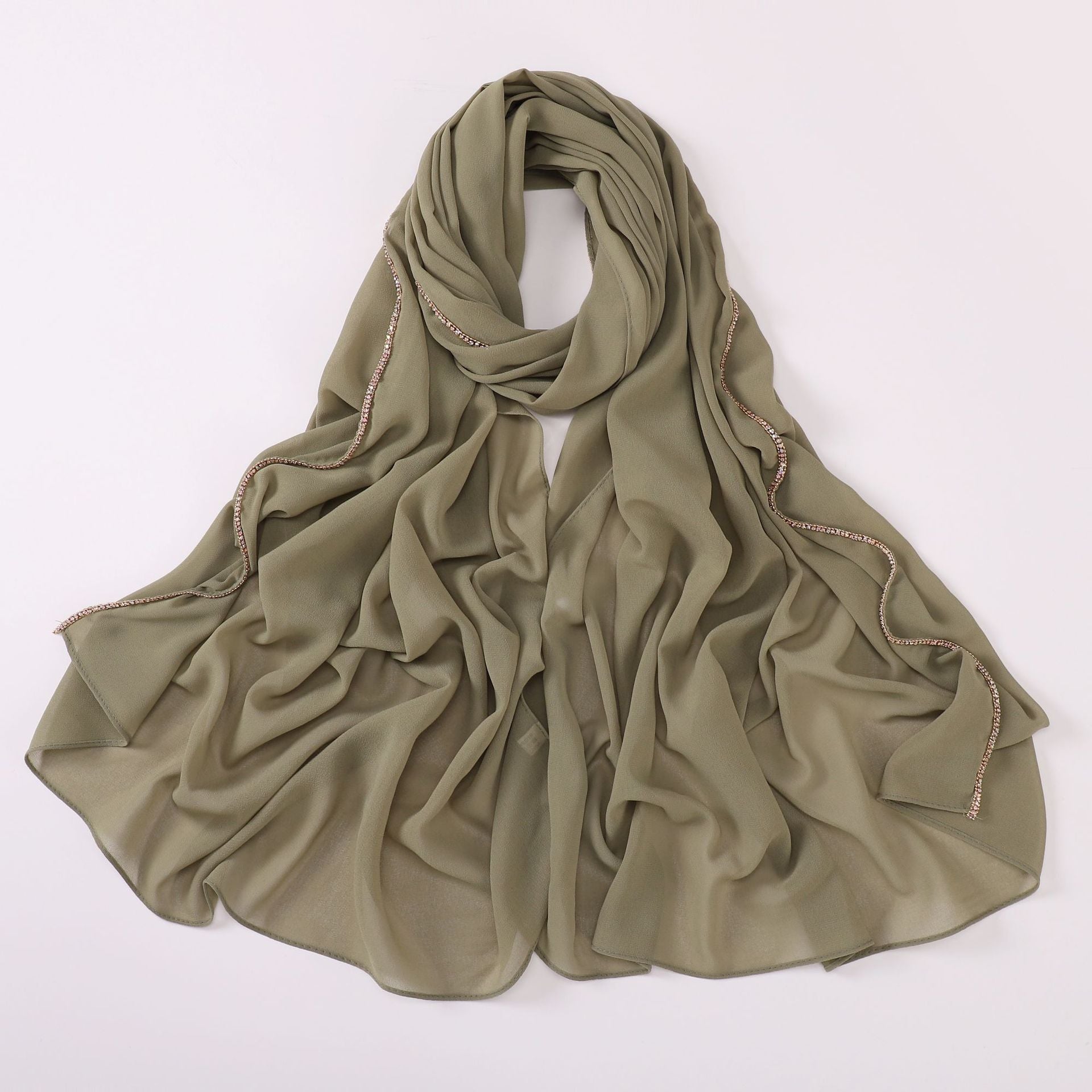 Diamond copper chain washable chiffon scarf yarn scarf Middle East Africa headscarf Malay headscarf