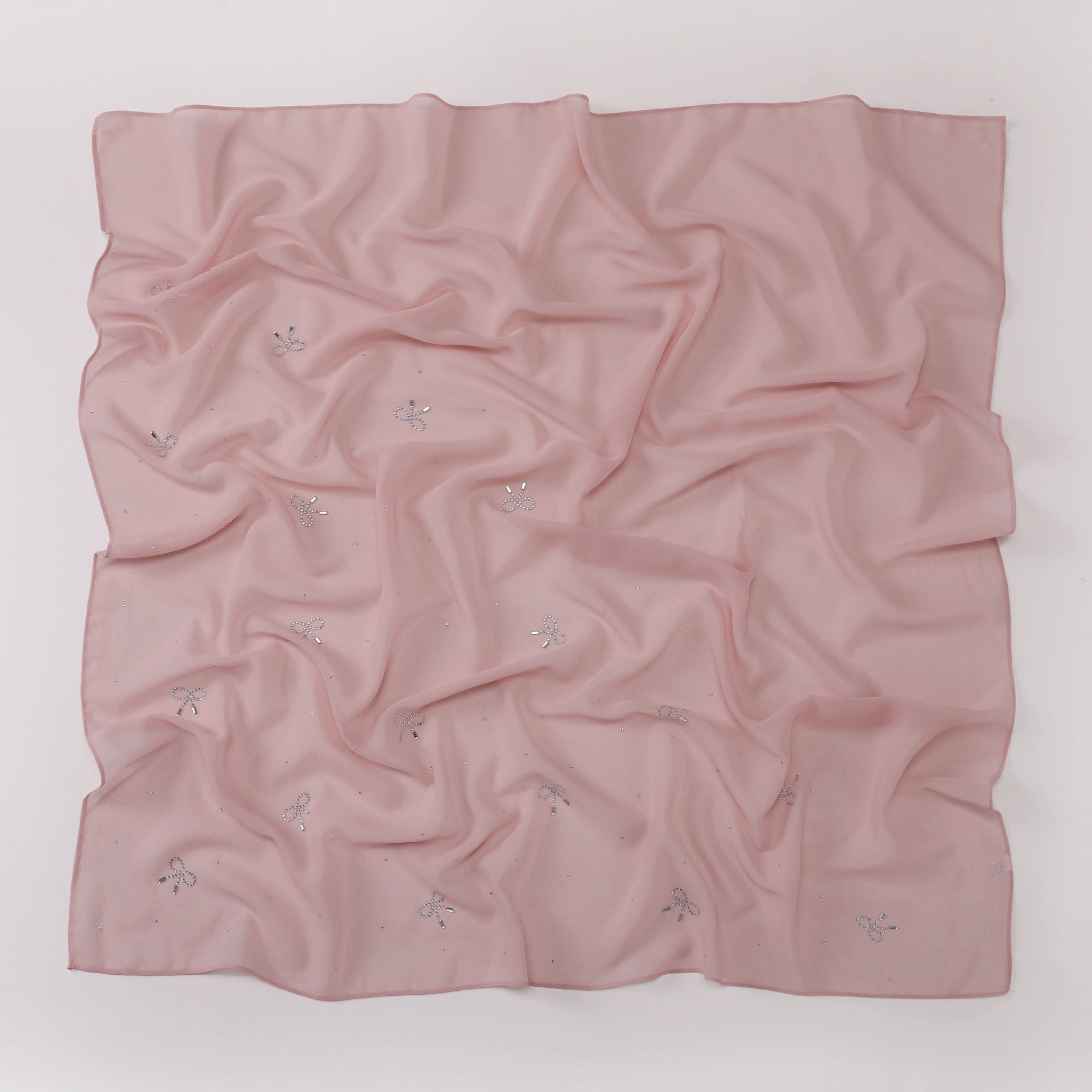 Simple solid color hot diamond pearl chiffon square scarf fashion scarf 90CM