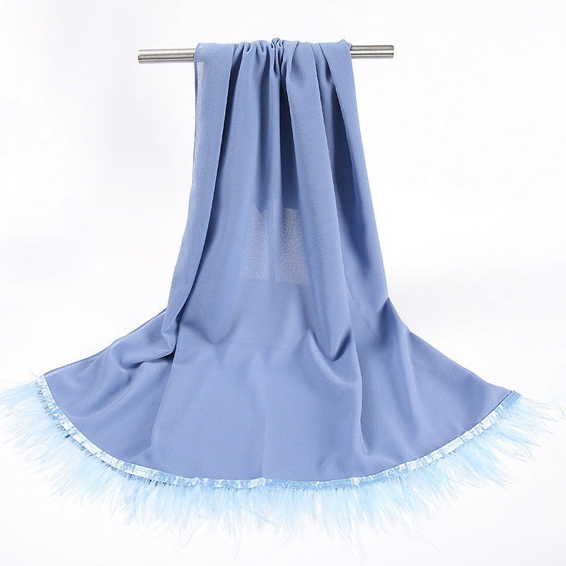 New pearl chiffon scarf feather  Middle East African headscarf hijab