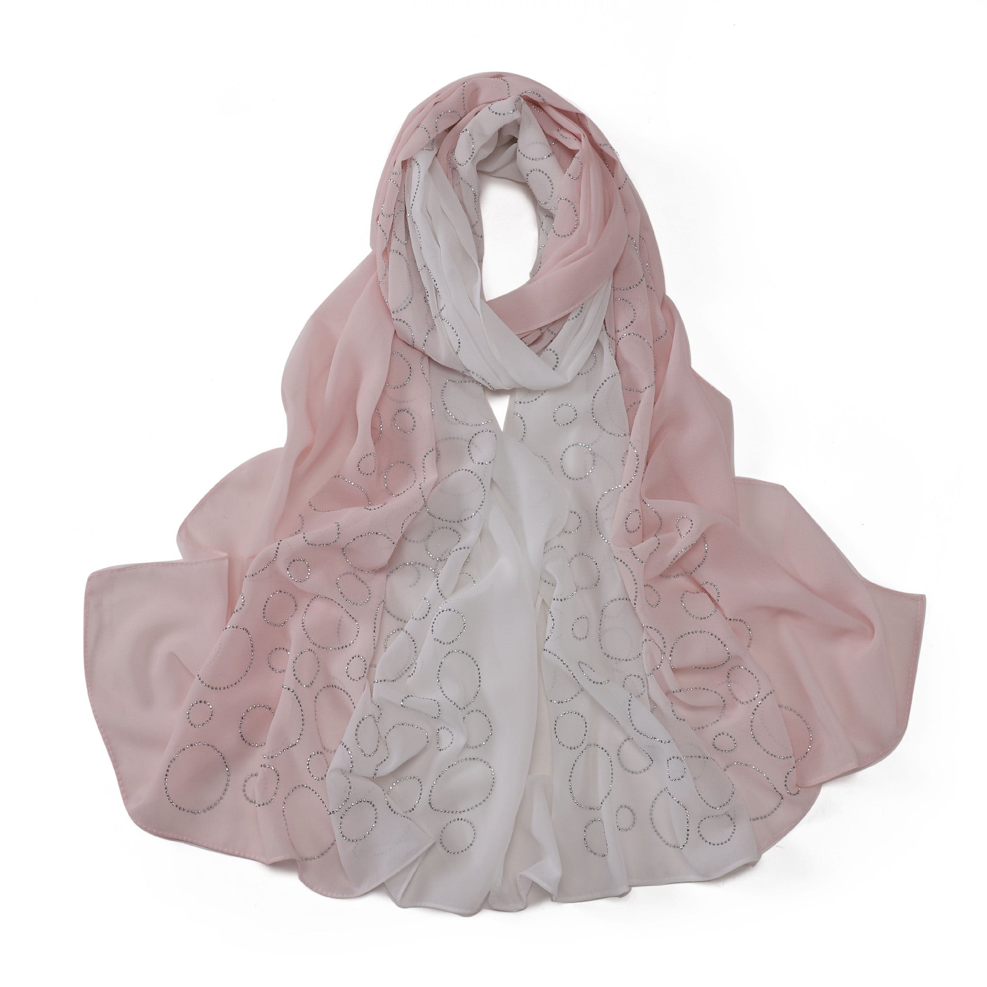 New pearl chiffon gradual change color circle hot diamond scarf yarn Middle East Africa Malaysia Indonesia headscarf