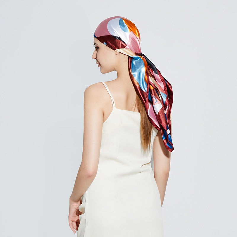 Spring and summer new fashion flower pattern 90cm-color large square scarf women