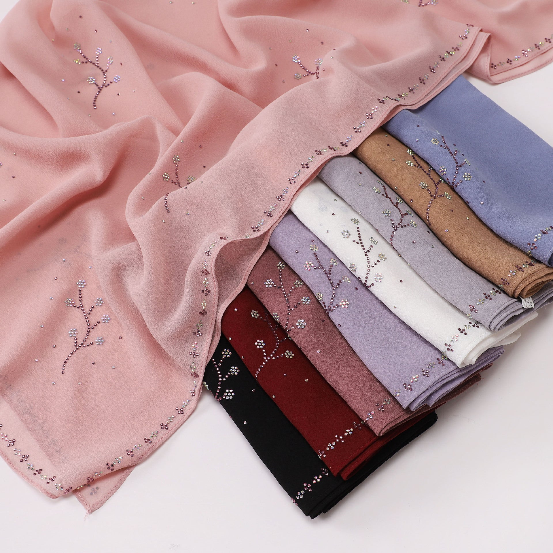 Kuaishou new pearl chiffon, high quality Middle Eastern diamond, hot diamond square towel bag yarn towel