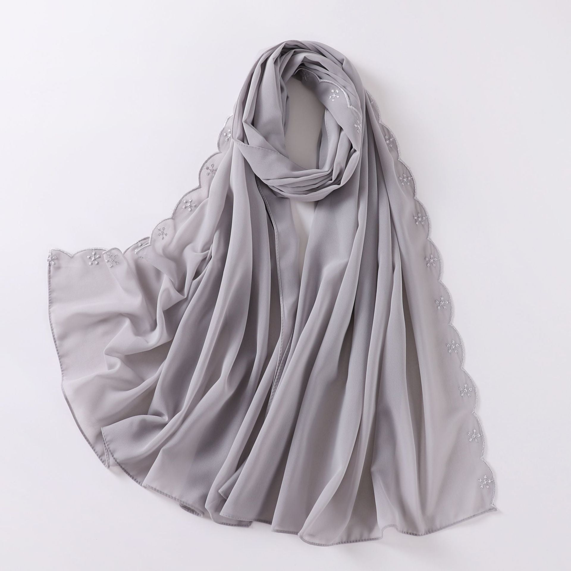 New embroidered pearl chiffon scarf female Malaysia headscarf  Middle East Africa hijab