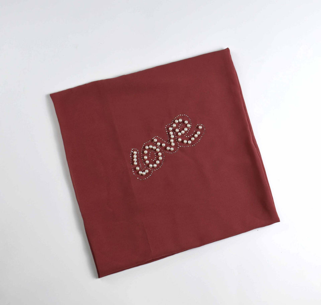 Monochrome pearl chiffon hot diamond square scarf hijab