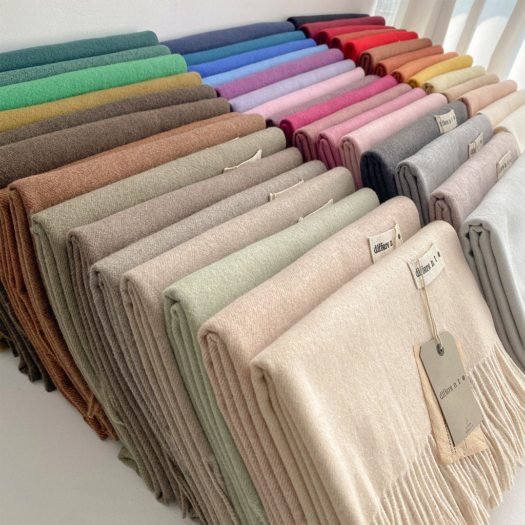 2025 Winter Imitation Cashmere Solid Color Scarf Women's Medium and Long Warm Scarf Shawl