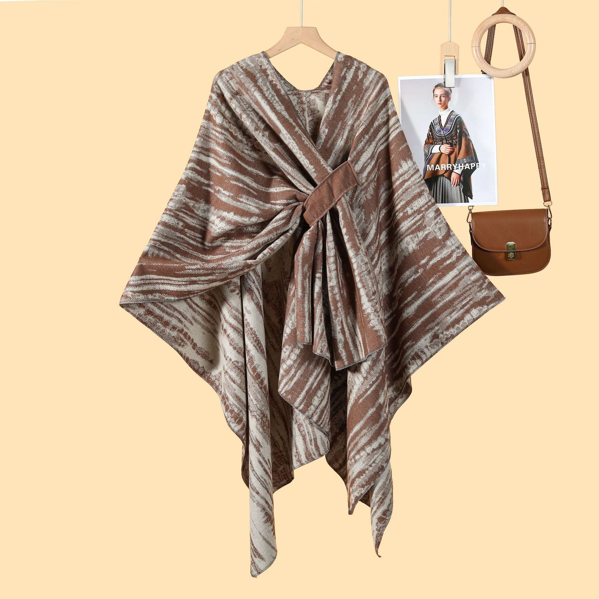 Harajuku lady literary travel photo shawl cape with new autumn and winter nostalgic retro warm cardigan