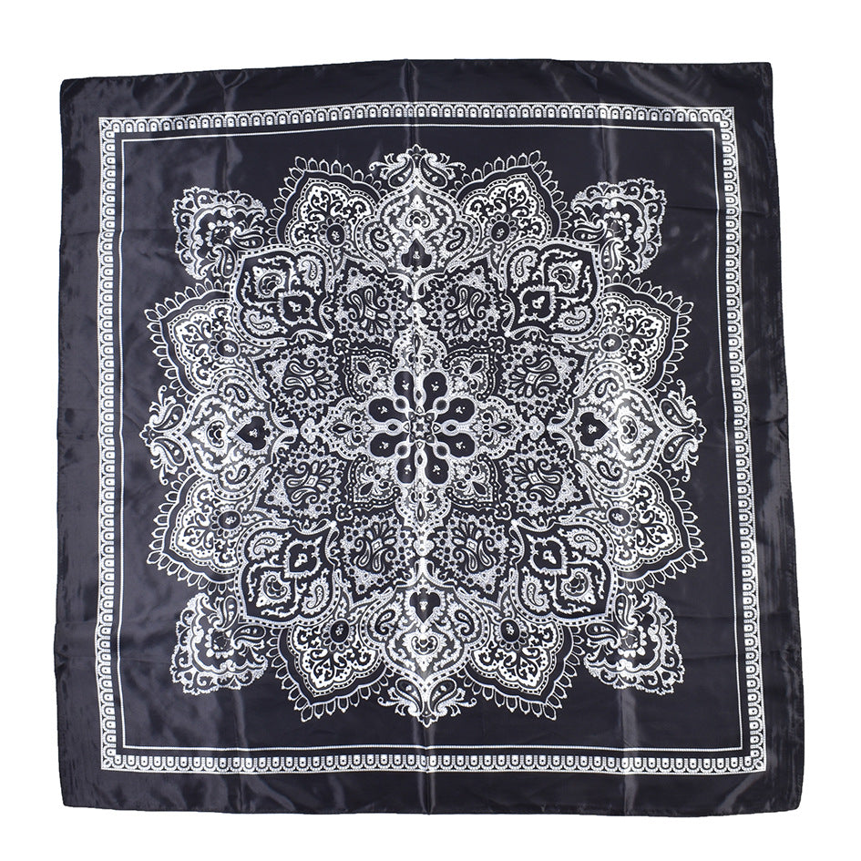 Autumn versatile decorative scarf fashion printing high-quality satin 90cm * 90cm satin square scarf