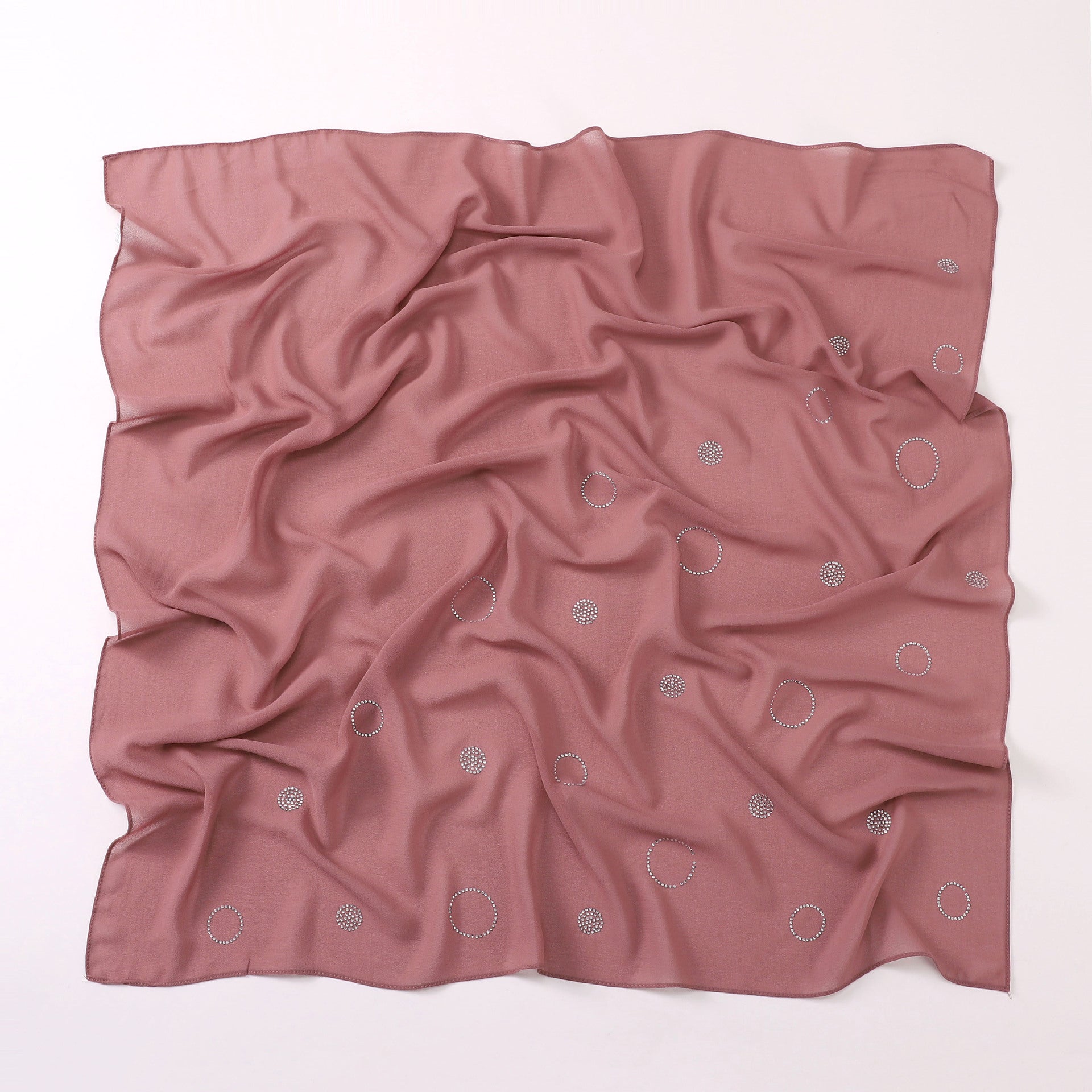 New Pearl Chiffon Circle Hot Diamond 90cm Square Scarf Malaysia Indonesia