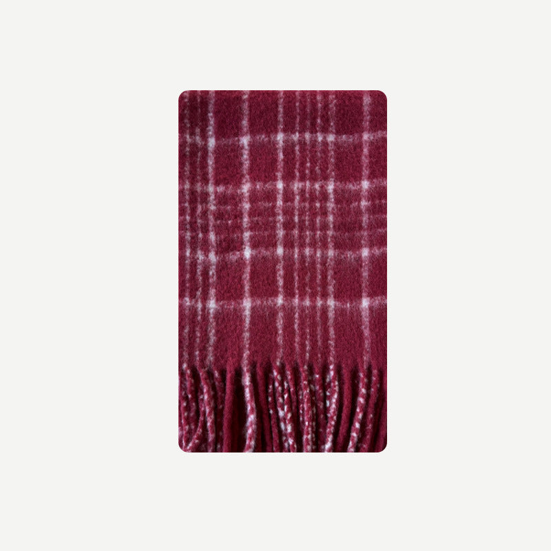 Designer with 40 wool retro Ankara red plaid scarf women's winter atmosphere wool scarf Korean version