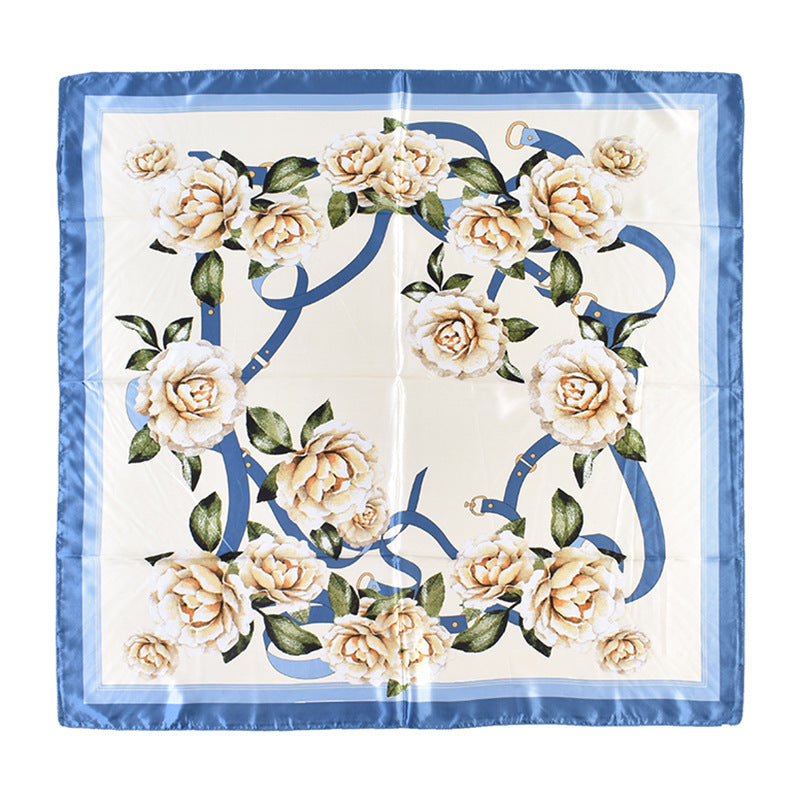 New fashionable and elegant natural flower pattern printing high-quality 90 * 90 color square towel