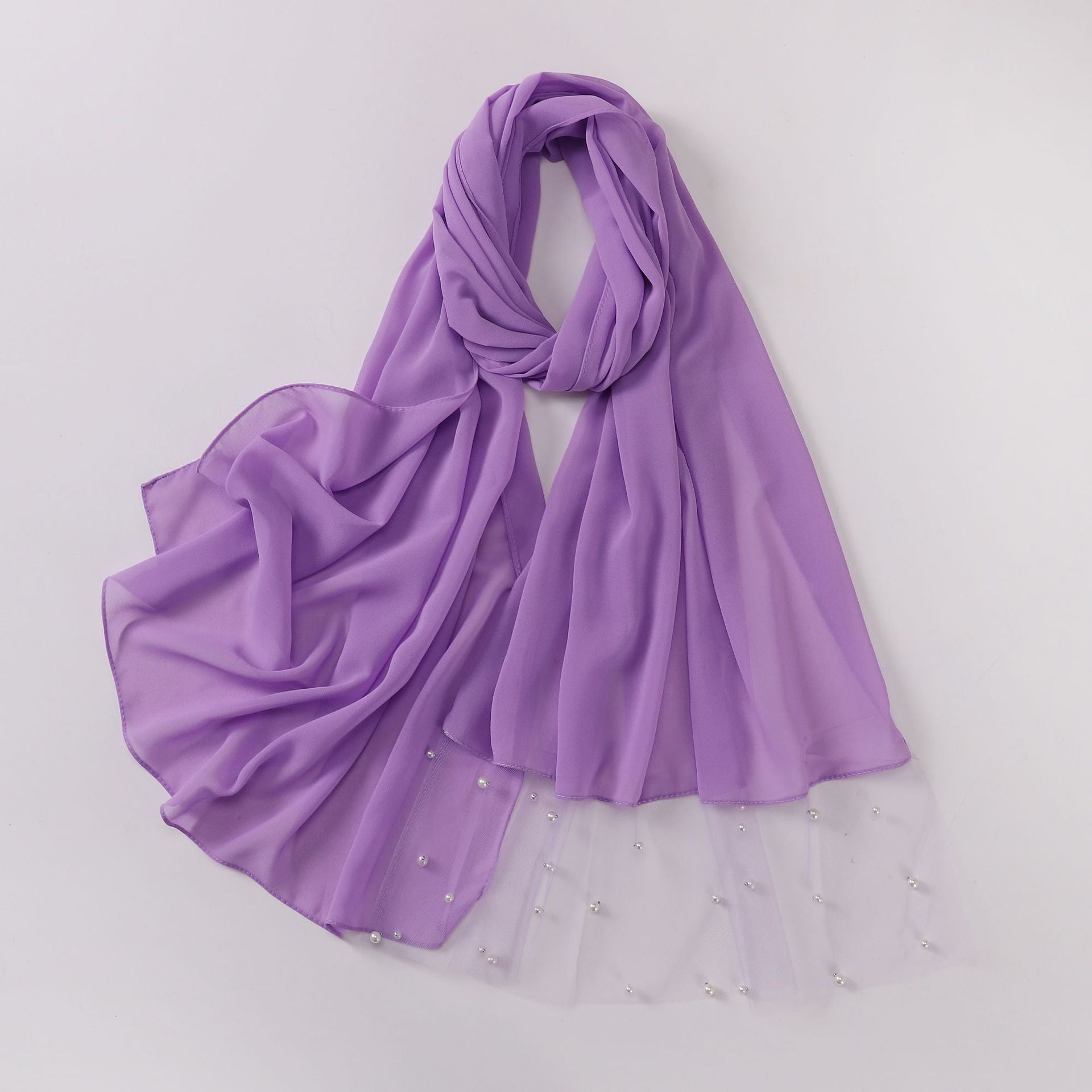 Pearl Chiffon Lace Edge Square Scarf Middle East Africa Headscarf Malaysia Indonesia Hijab