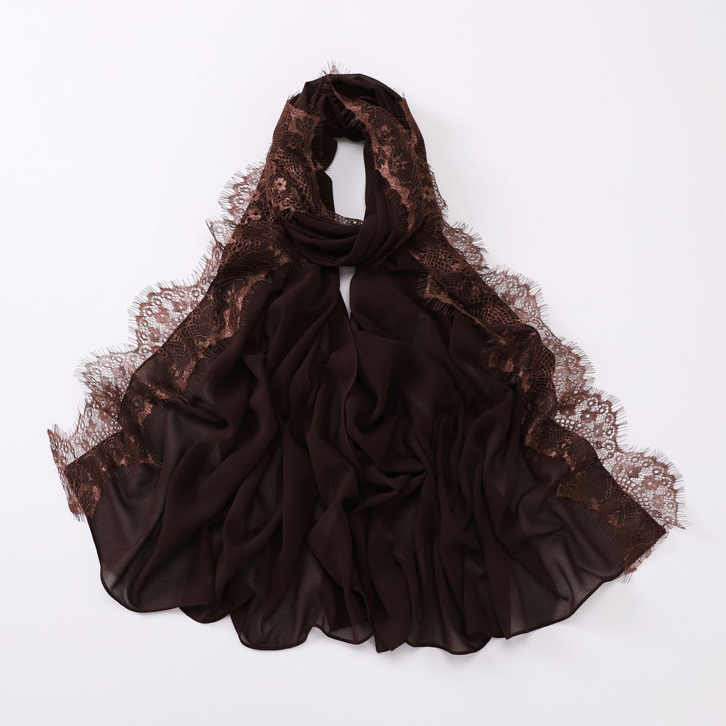 New chiffon eyelashes lace edge scarf gauze middle eastern headscarf hijab