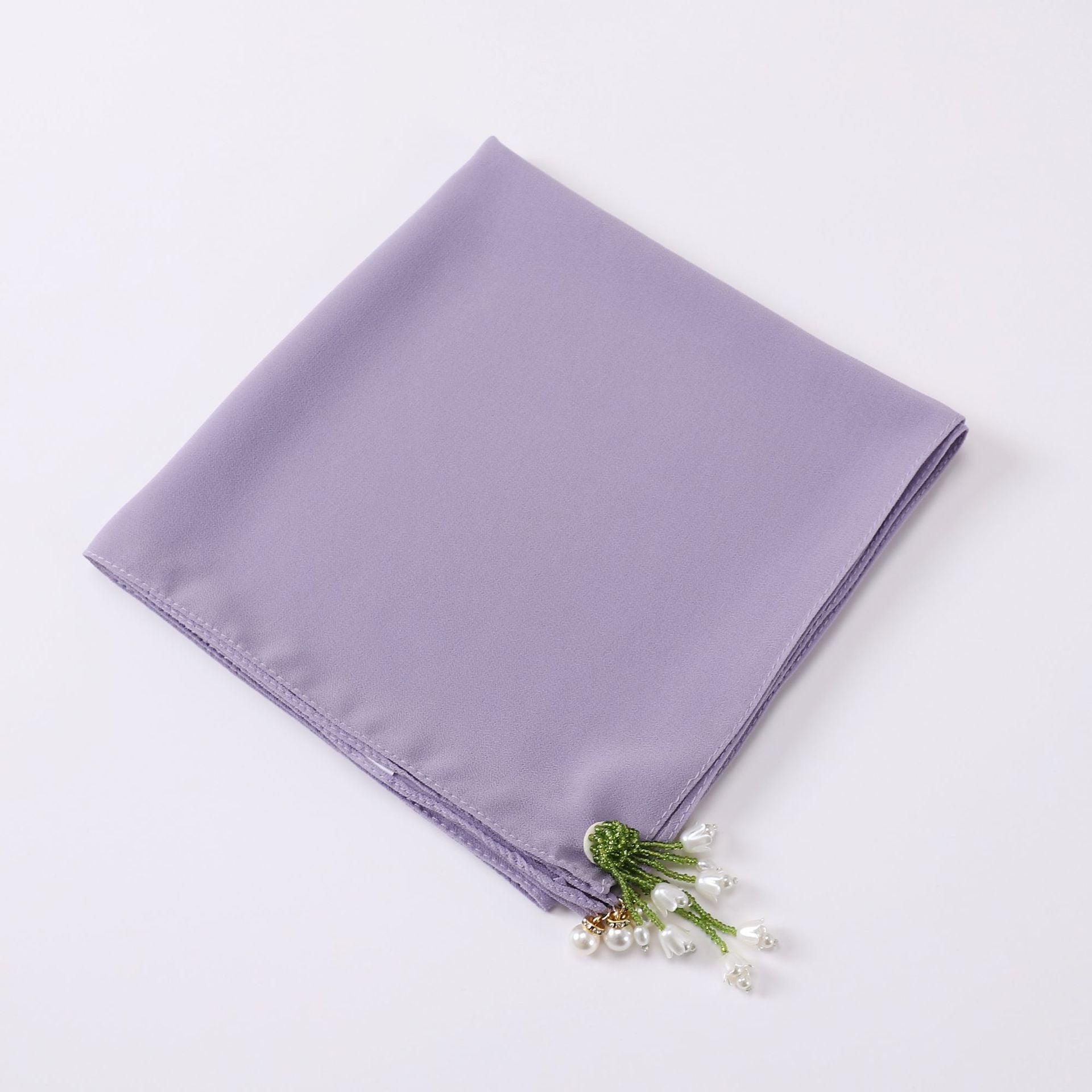 Tulip Rhinestone Pearl Chiffon Square Scarf 90 * 90cm Malaysia Headscarf