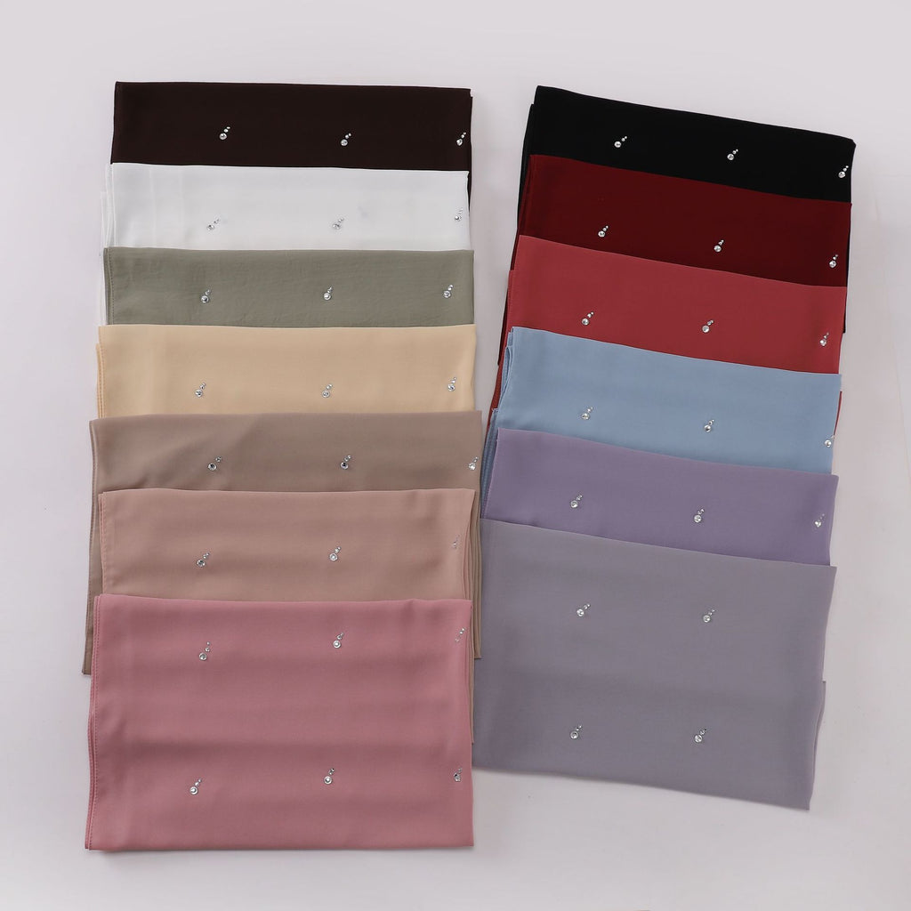 New pearl chiffon long scarf boutique tears water drop diamond scarf Middle East Africa headscarf hijab