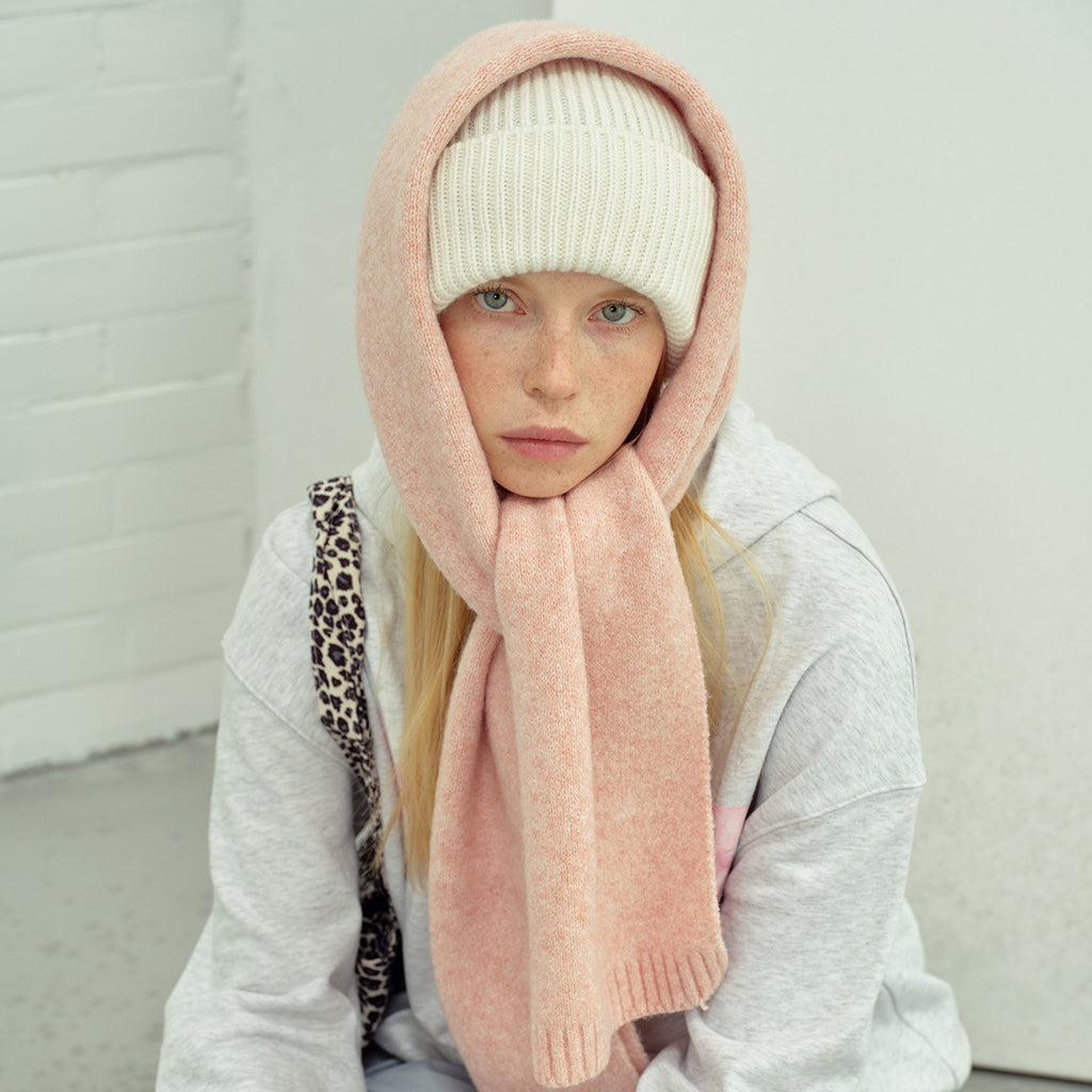 Classic basic wool blended soft waxy solid color flower knitted scarf women's winter cute wool scarf