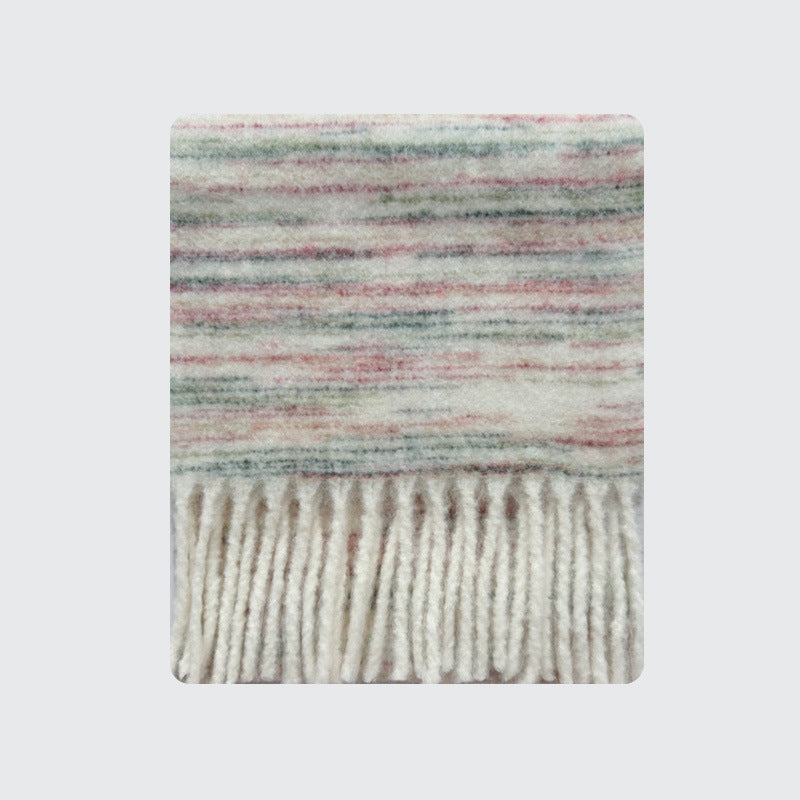 Scarf containing wool gradual change women's winter niche segment dye soft Korean brushed soft fringed wool scarf