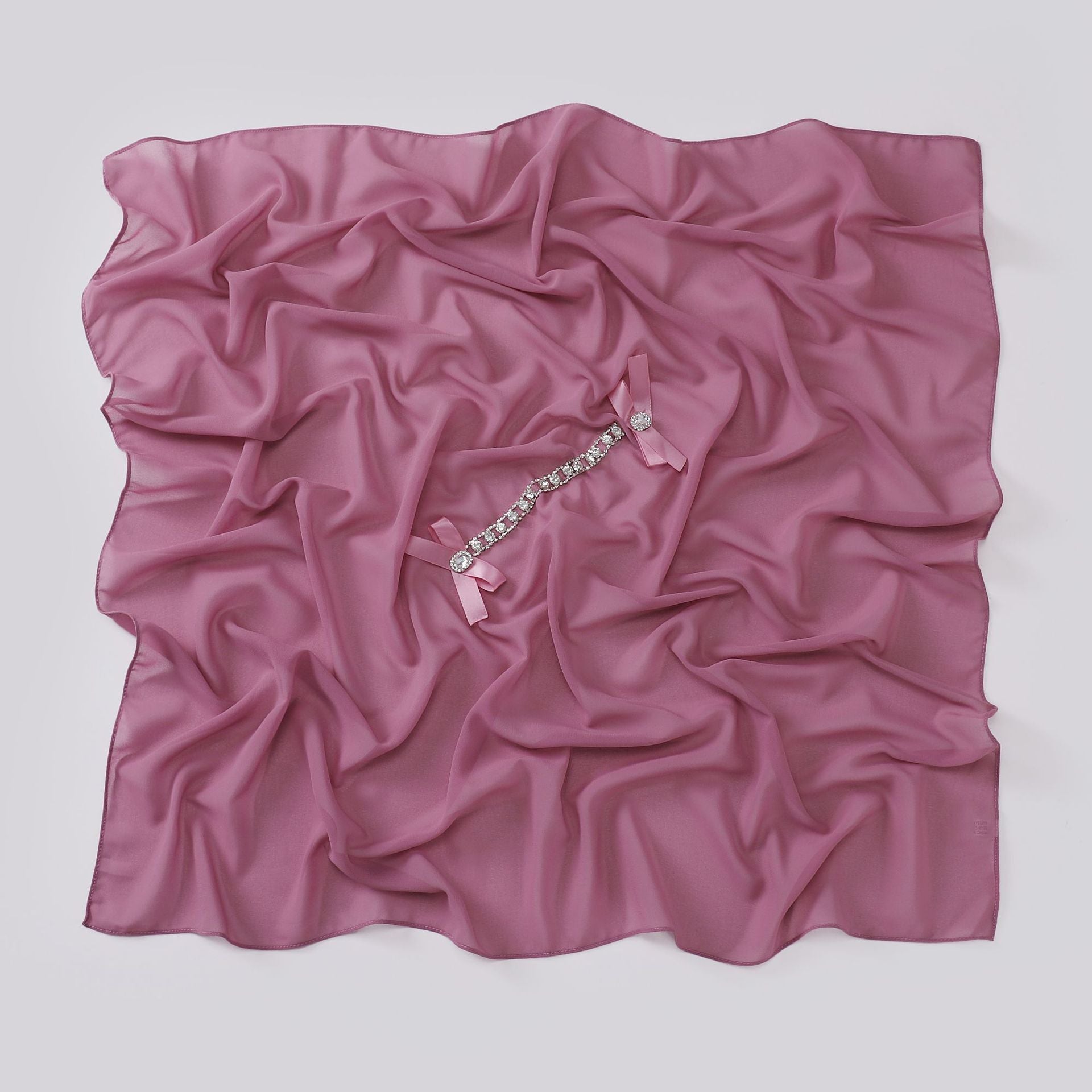 New pearl chiffon high-quality rhinestone bow square scarf headscarf