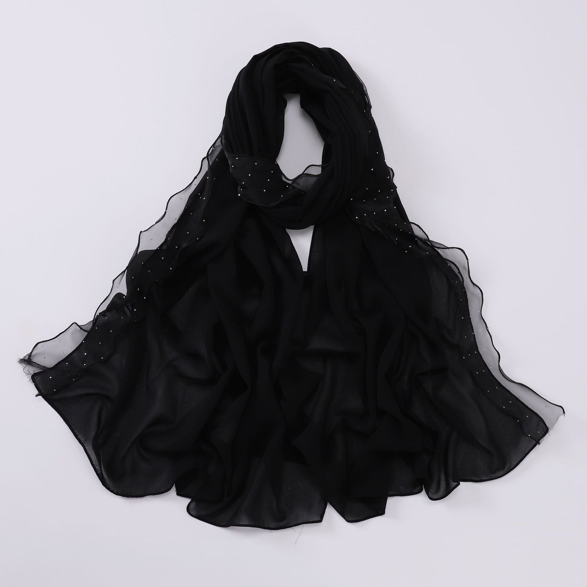 New Pearl Chiffon Hot Diamond Lace Ribbon Scarf  Malaysian, Middle Eastern, Headscarf