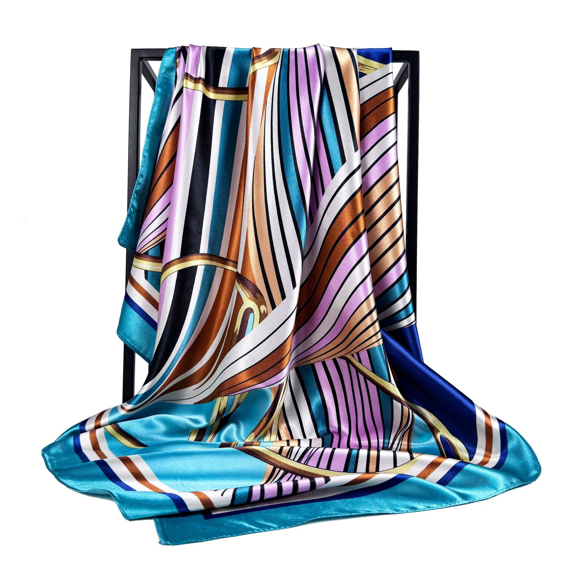 European and American fashion court fan cashew pattern flower flower print silk scarf, imitation silk satin large square scarf headscarf