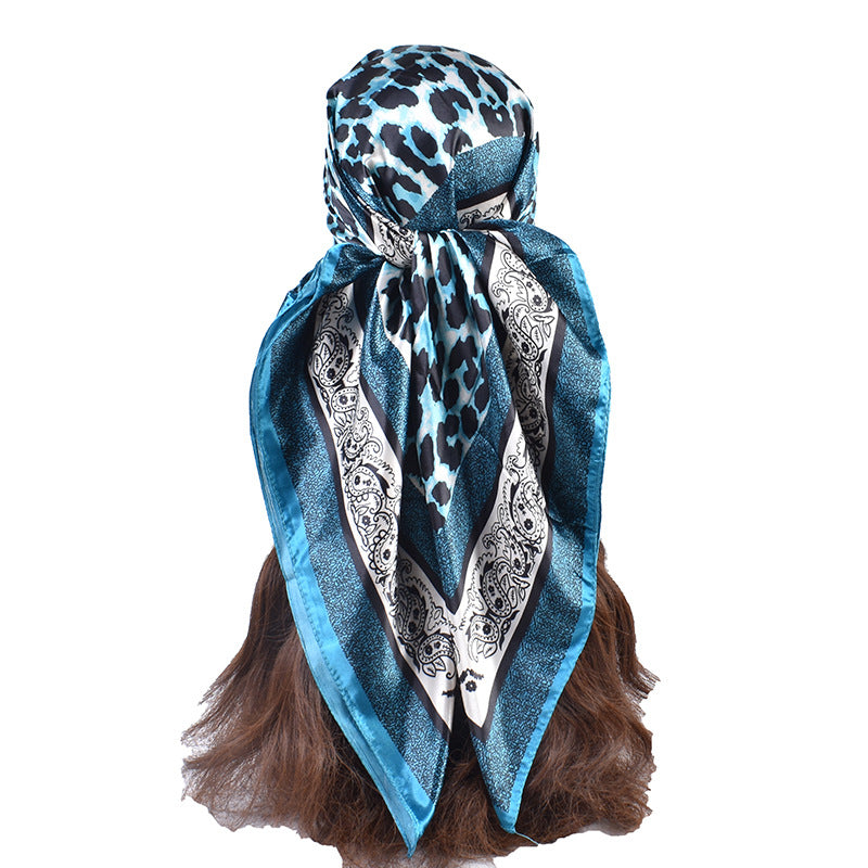 Fashion leopard print cashew pattern print 90 satin large square scarf, headscarf, scarf